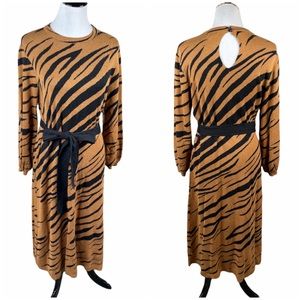Who What Wear Knit Tiger Pattern Sweater Dress, Brown
